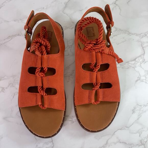 Fitflop Women Felicity Lace Up Suede Back Strap Sandal 8 - Picture 1 of 10